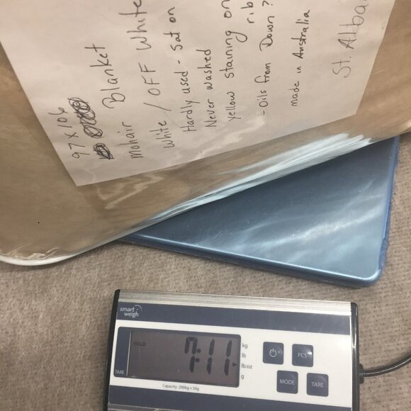 King Blanket Pure Mohair Pile Ivory Rare ST. ALBANS Australia $900USD Never Used - Picture 9 of 12